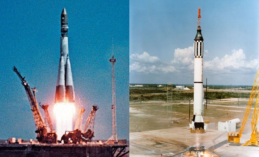 Radziecka rakieta Wostok i Mercury Redstone NASA.