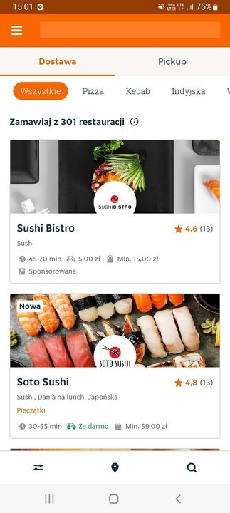 Pyszne.pl - menu główne