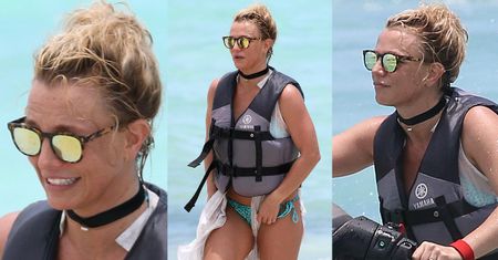 Opalona Britney Spears bawi się na skuterze wodnym