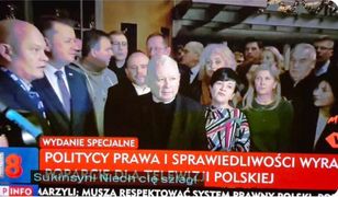 Wpadka TVP. Na ekranie Jarosław Kaczyński, a poniżej napis "Sukinsyn! Niech cię szlag"