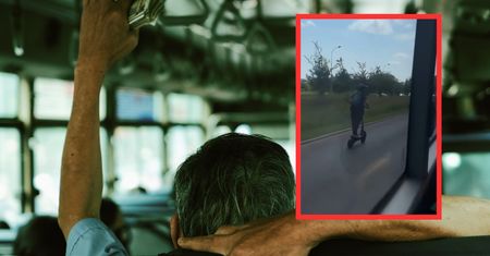 Szokująca prędkość hulajnogisty. Wyprzedził autobus. Jest nagranie