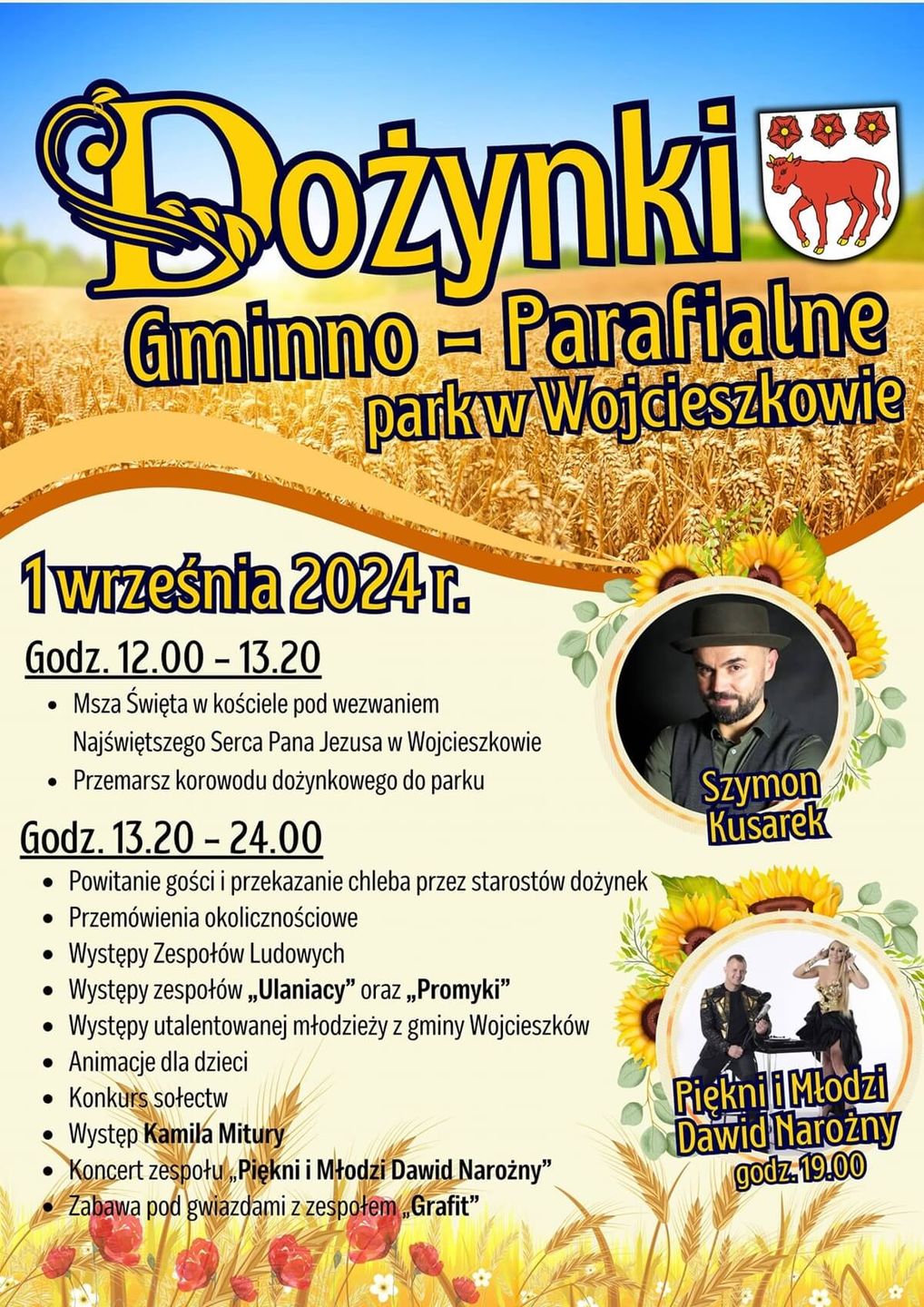 Dożynki w Wojcieszkowie 2024 - plakat, program wydarzenia