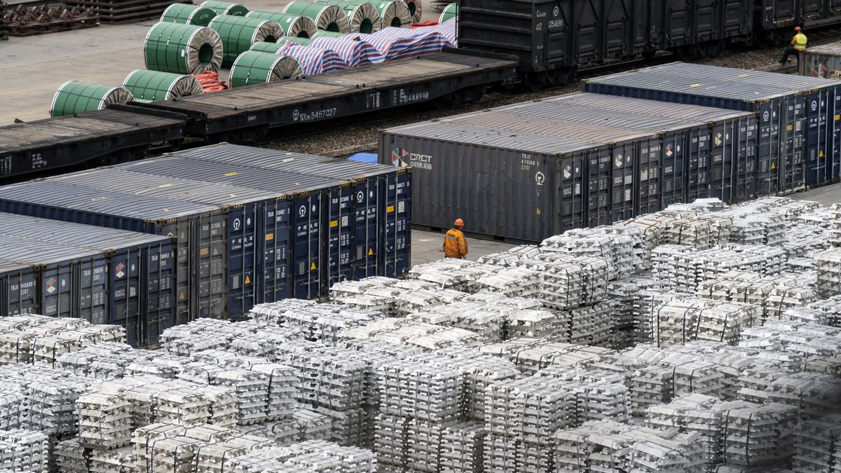 Stacks of aluminum ingots at a stockyard in Wuxi, Jiangsu province, China, on Tuesday, Feb. 11, 2025. President Donald Trump ordered a 25% tariff on steel and aluminum imports, escalating his efforts to protect politically important US industries with levies hitting some of the country's closest allies. Source: Bloomberg