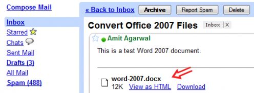 Gmail skonwertuje .docx i inne formaty do HTML