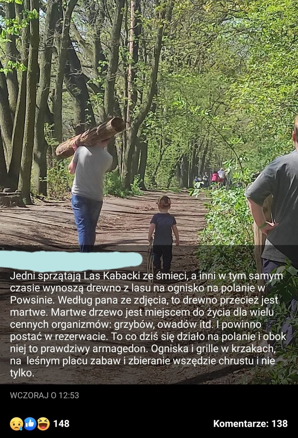 Wynoszone drewno z rezerwatu