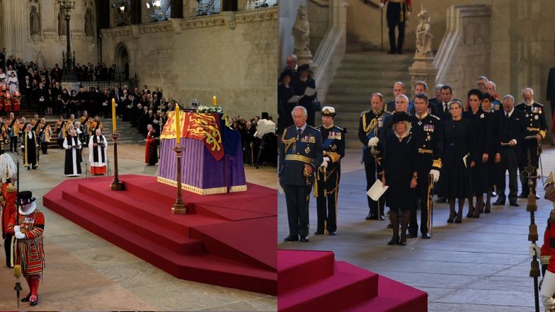 Trumna z ciałem królowej Elżbiety II w Westminster Hall