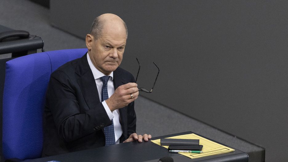 BERLIN, GERMANY - JANUARY 31: German Chancellor Olaf Scholz sits at the Bundestag prior to a vote on a series of measures sponsored by the Christian Democrats (CDU/CSU) concerning immigration and border security on January 31, 2025 in Berlin, Germany. CDU leader and chancellor candidate Friedrich Merz introduced the measures as a motion on Wednesday that carried thanks to support by the far-right Alternative for Germany (AfD). The calculated move was unprecedented and has sparked a nationwide public outcry and condemnation from other political parties. Merz's legislative initiative follows the recent stabbing by an immigrant in Aschaffenburg that left two people dead. Germany is scheduled to hold snap federal parliamentary elections on February 23. (Photo by Maja Hitij/Getty Images)