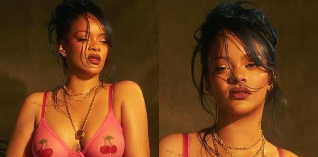 Ponętna Rihanna pozuje w zmysłowej bieliźnie w wisienki. Robi wrażenie? (ZDJĘCIA)