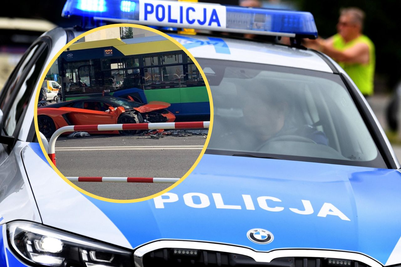 Wypadek z udziałem sportowego lamborghini. Są ranni