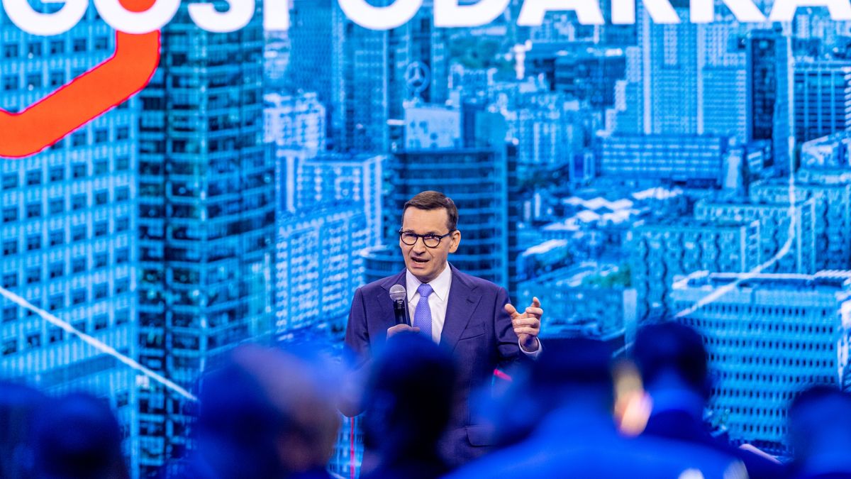 Mateusz Morawiecki Prime Minister of Poland during program convention party Law and Justice in Warsaw, Poland, on May 13, 2023
NO SALES POLAND (Photo by Andrzej Iwanczuk/NurPhoto via Getty Images)