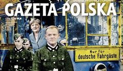 Dziennikarze krytykują okładkę „Gazety Polskiej” z Tuskiem i Merkel w tramwaju „nur für Deutsche”