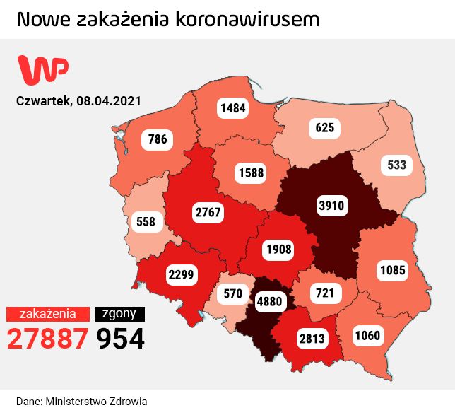 Rekord zgonów koronawirusa. Najnowsze dane Ministerstwa Zdrowia z 8 kwietnia