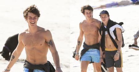 WYMUSKANY Shawn Mendes relaksuje się z kolegą na plaży (FOTO)