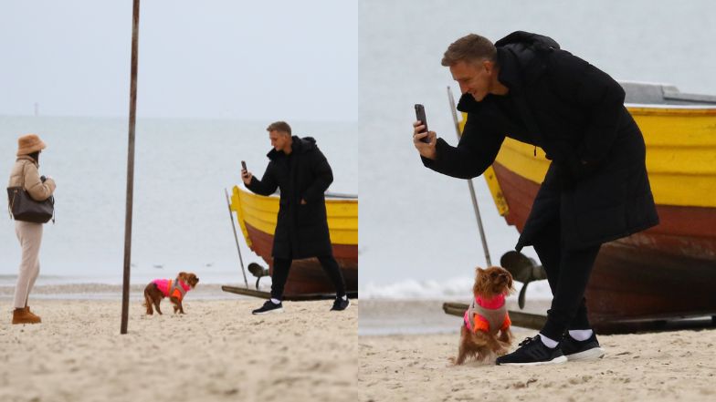 Jakub Rzeźniczak i Paulina Nowicka urządzają sobie sesję na plaży w Sopocie