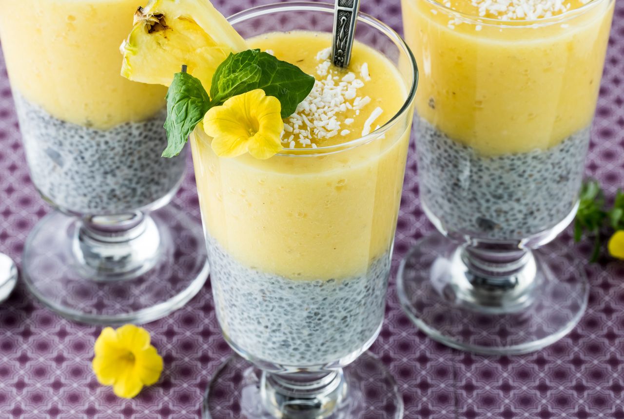 Zamiast mango do puddingu dorzucam inny owoc. Działa antyoksydacyjnie i wspiera trawienie