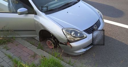 Kierowca miał tyle promili, że nie zauważył braku koła