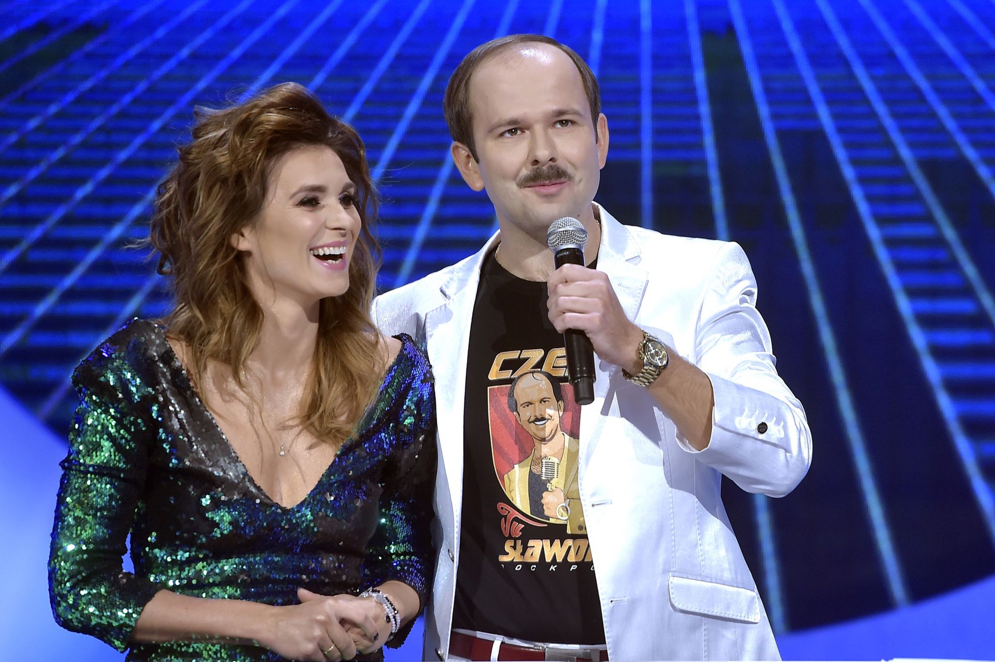 marzec 2018, Spotkanie na planie Big Music Quiz, Magdalena Kajrowicz i Sławomir Zapała