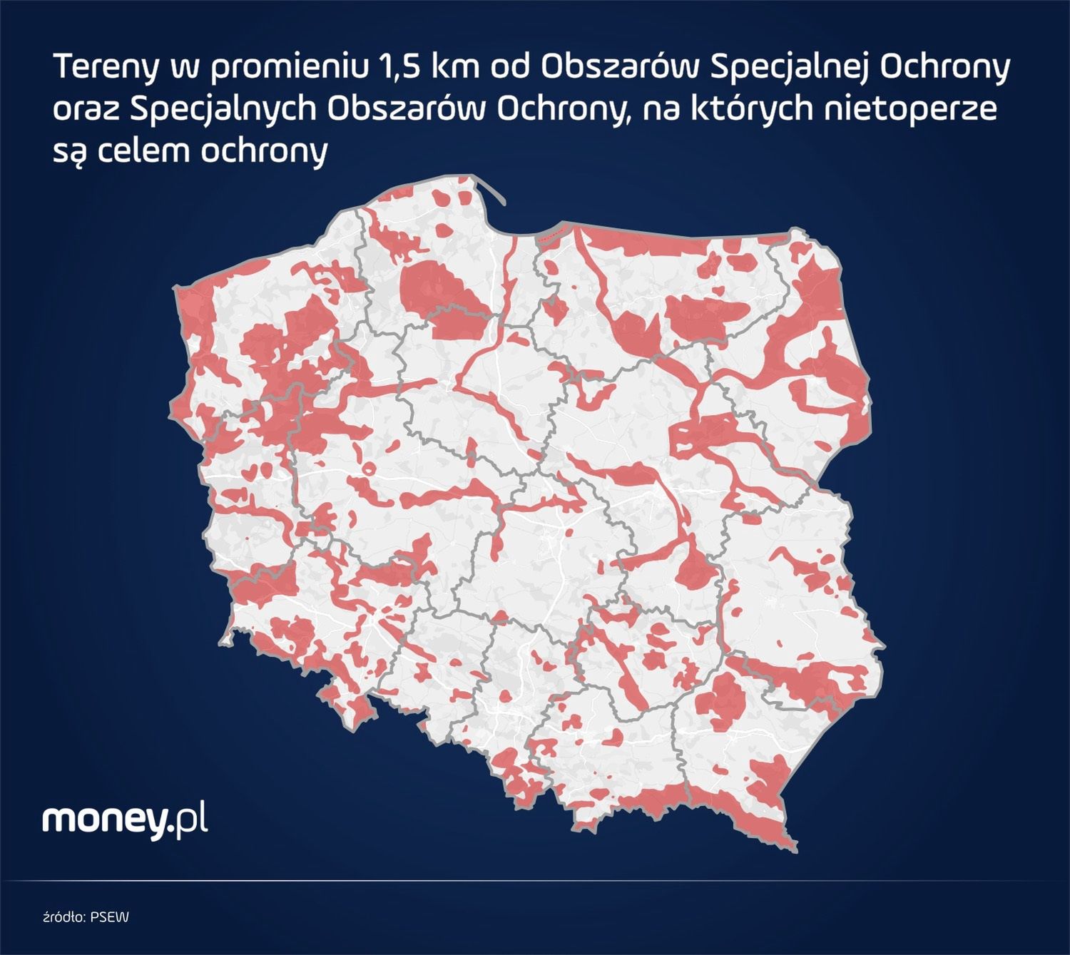 Powierzchnia obszarów Natura 2000 w Polsce wynosi ok. 70 tys. km