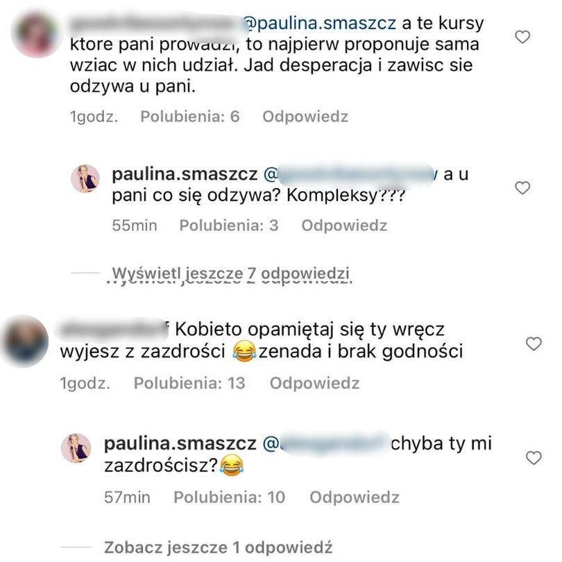 Paulina Smaszcz dyskutuje z internautami pod sensacyjnym wpisem