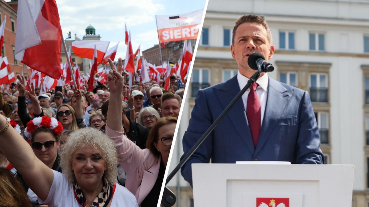 Rafał Trzaskowski przemawia na marszu