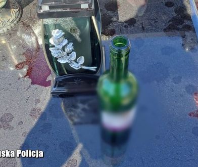 Oblał winem nagrobek. Ogromne starty