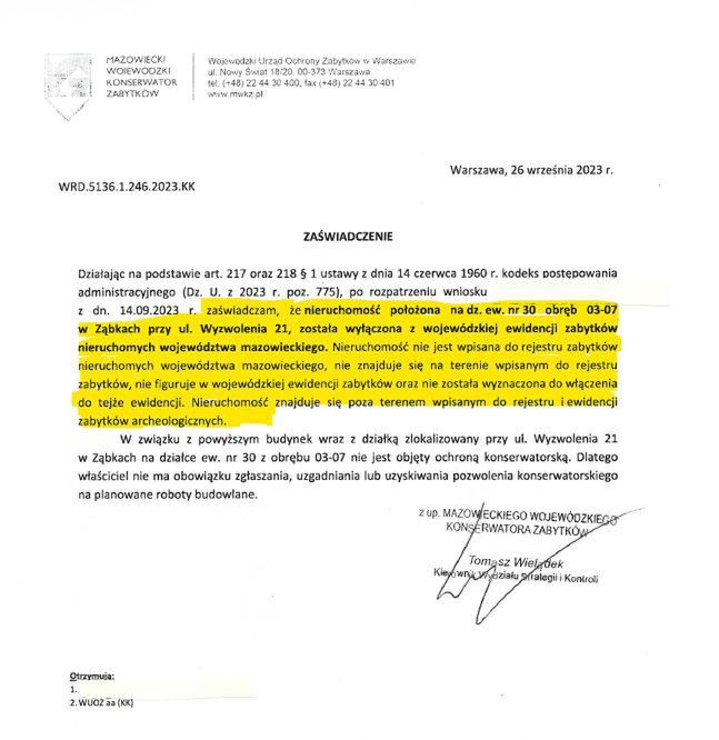 Zaświadczenie do MWKZ