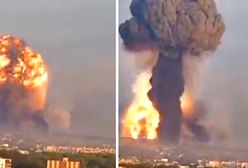 Kule ognia po ataku dronów. Potężna eksplozja w zachodniej Ukrainie