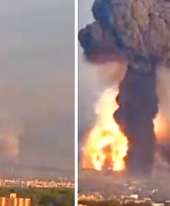 Kule ognia po ataku dronów. Potężna eksplozja w zachodniej Ukrainie