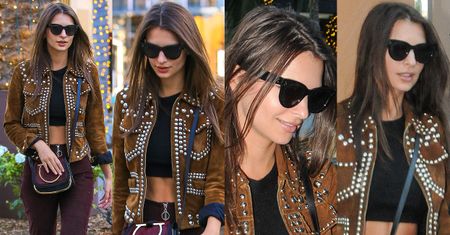 #TRENDY: Emily Ratajkowski w zamszowej kurtce z dżetami