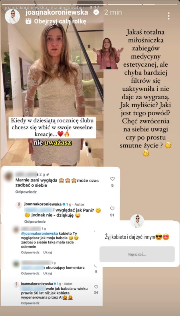 Joanna Koroniewska wdała się w dyskusję z internautką