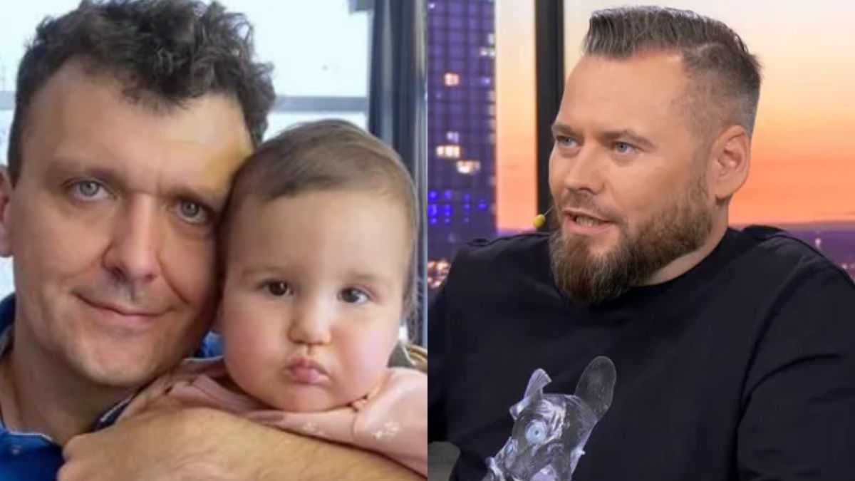 Bartłomiej Marszałek z córką Malwinką, Krzysztof Stanowski