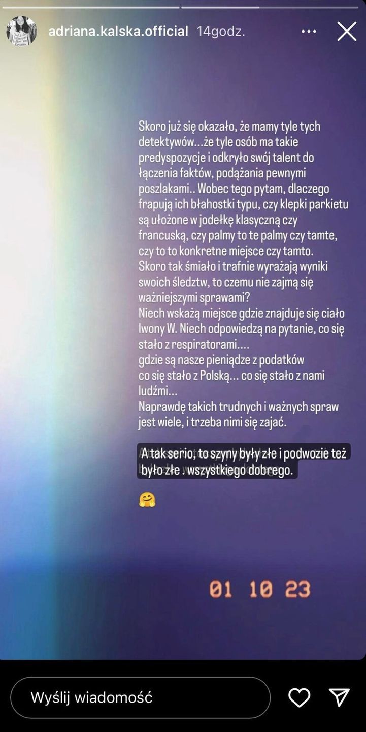 Adriana Kalska reaguje na teorie fanów o powrocie do Mikołaja Roznerskiego 