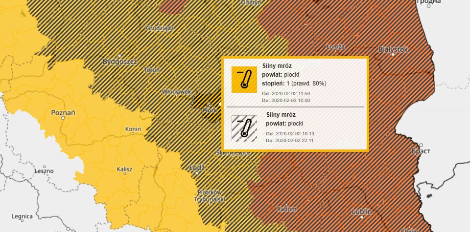 Silny mróz ostrzeżenie meteo!