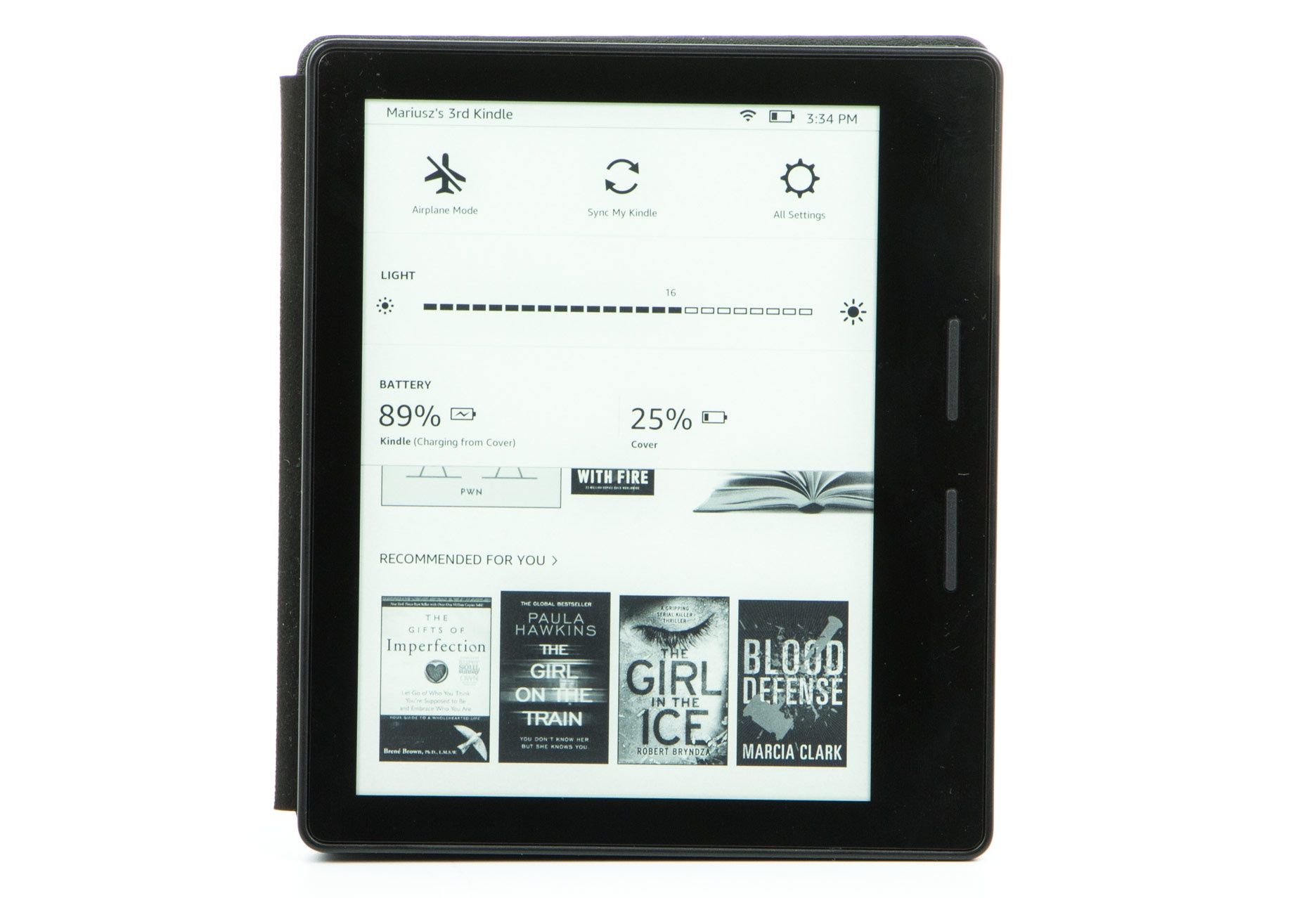Kindle Oasis regulacja oświetlenia