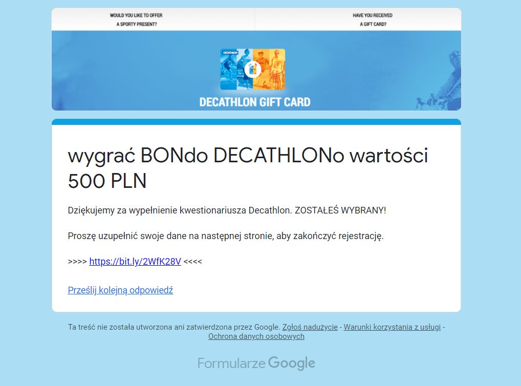 Wystarczy odpowiedzieć na dwa pytania, aby szybko okazało się, że istotą jest przejście na inną, spreparowaną stronę, fot. Oskar Ziomek.