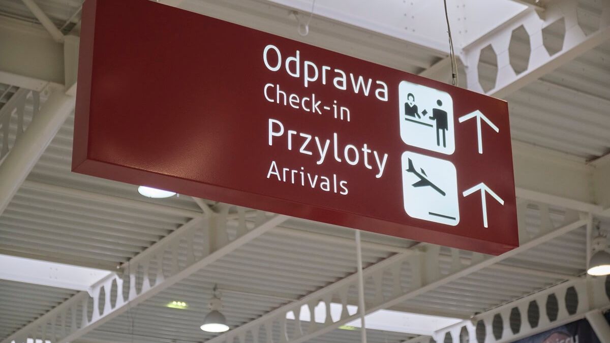 Tablica Odprawa/Przyloty w Porcie Lotniczym Lublin