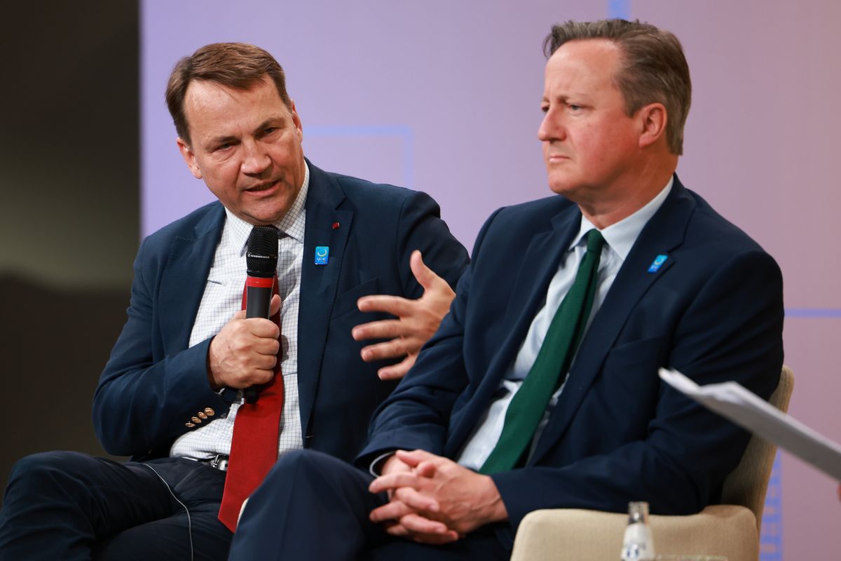 Radosław Sikorski i David Cameron na konferencji dot. odbudowy Ukrainy