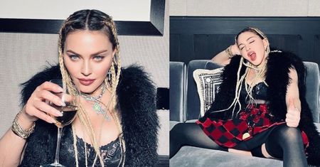 63-letnia Madonna eksponuje krocze i wypina pupę, popijając winko. Ponętna?