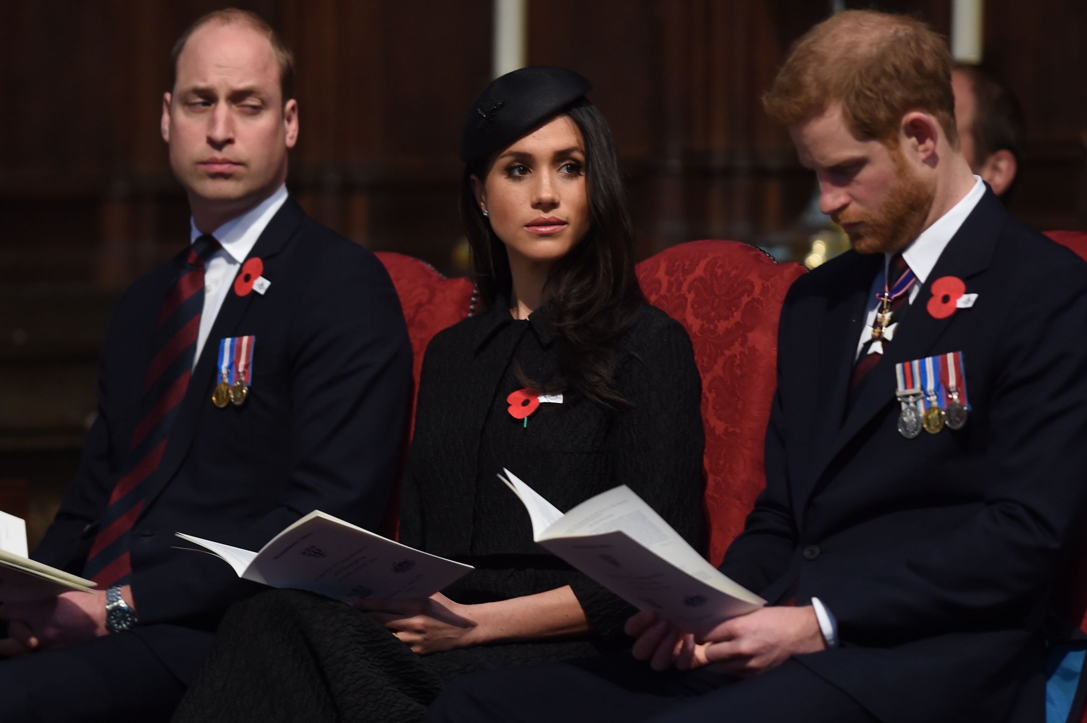Meghan Markle, książę Harry i książę William