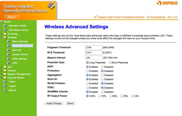 SAPIDO Turbo Gigabit Router RB-1733