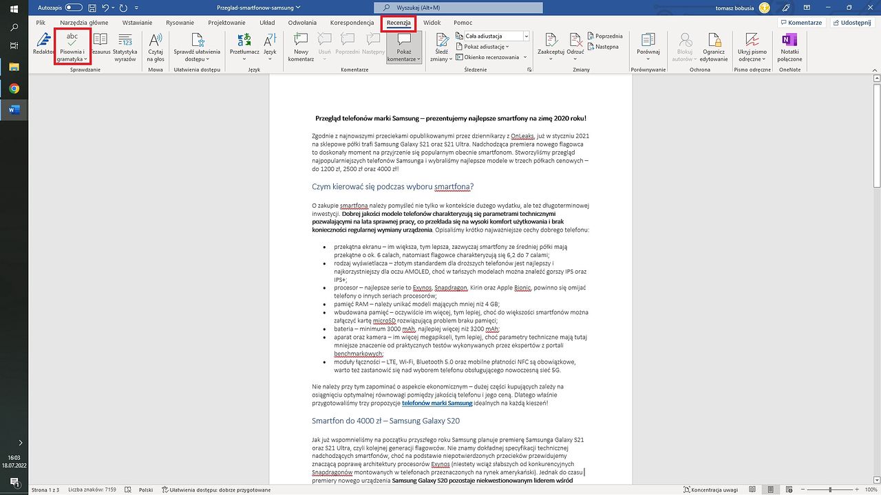 Microsoft Word: jak włączyć sprawdzanie pisowni?