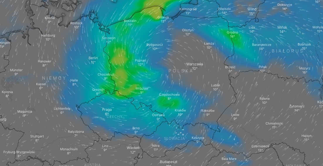 Pogoda w środę o godz. 11. Deszcz spadnie w dużej części kraju