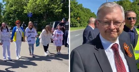 Przepychanki i protest. Oburzenie na widok ambasadora Rosji w Polsce