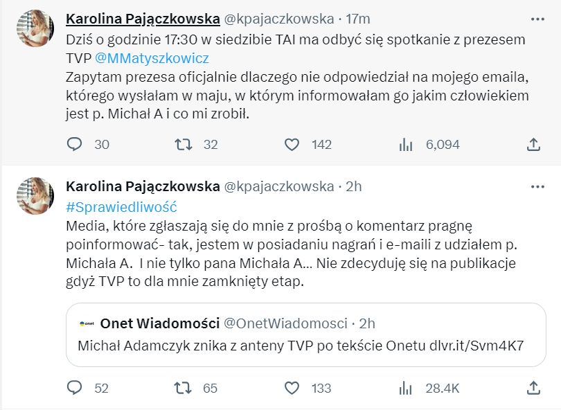 Karolina Pajączkowska komentuje sprawę Michała Adamczyka