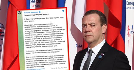 "Odszedł wujek świr, przyszła ciotka świr". Kuriozalny wpis Miedwiediewa