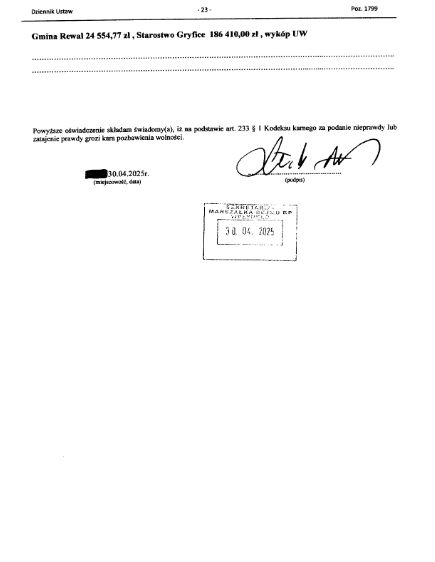  Oświadczenie majątkowe posła Artura Łąckiego