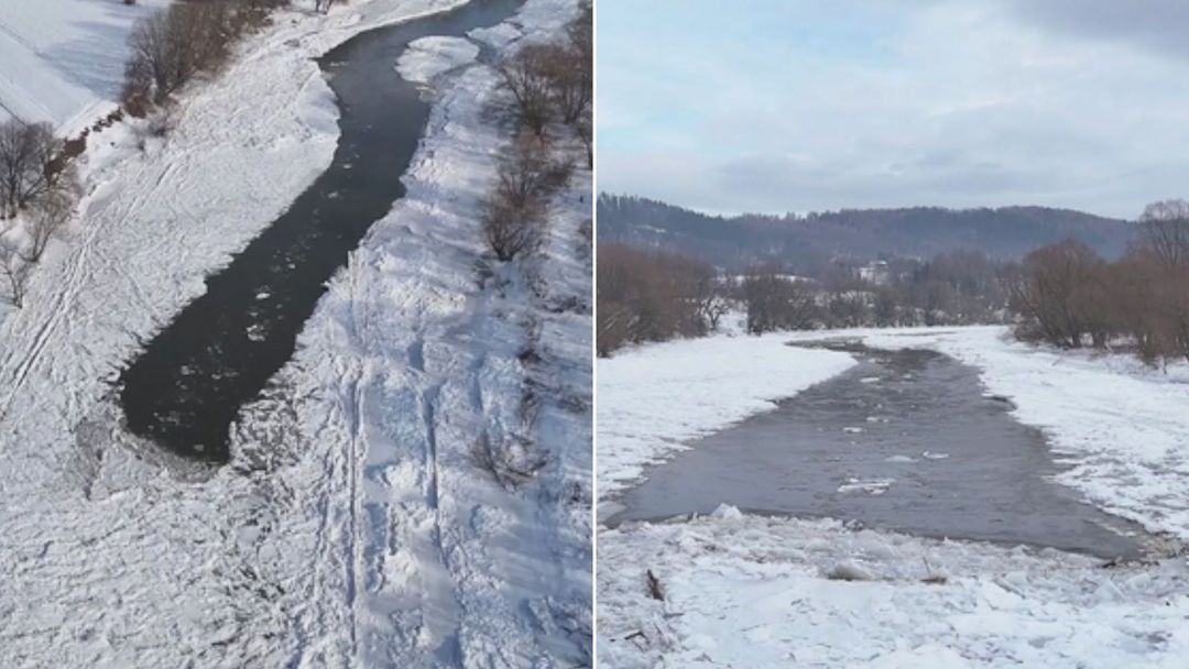 wiadomości,aktualności,WP Wiadomości Zator lodowy. Pokazali, co dzieje się na Sanie