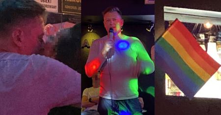 TYLKO NA PUDELKU: Rafał Brzozowski spędził miły wieczór w GEJOWSKIM KLUBIE: najpierw karaoke, potem pocałunek z dziewczyną pod tęczową flagą (ZDJĘCIA)