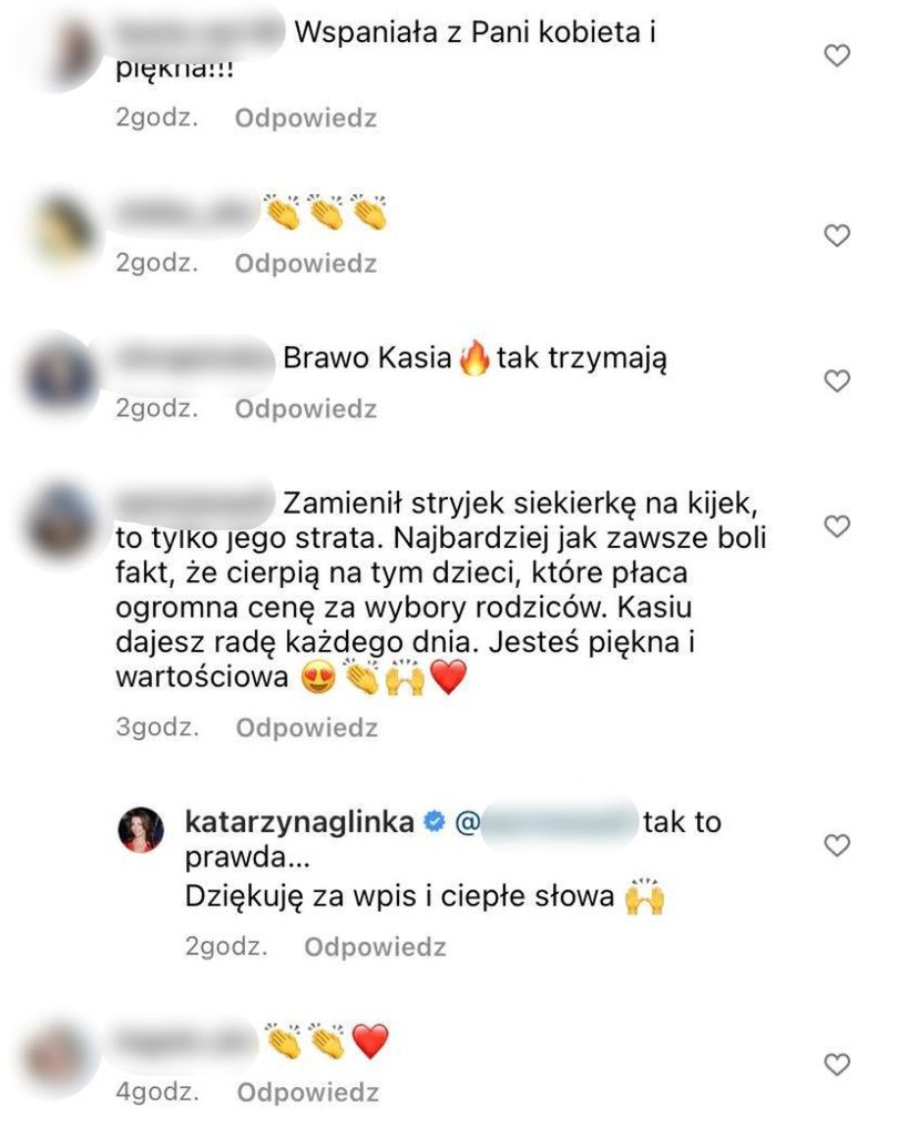 Katarzyna Glinka dziękuje fanom za wsparcie