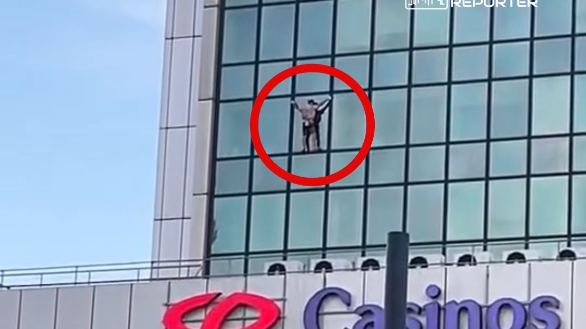 Wspiął się na hotel.